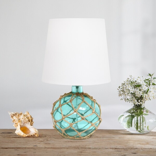 rope and sea glass table lamp