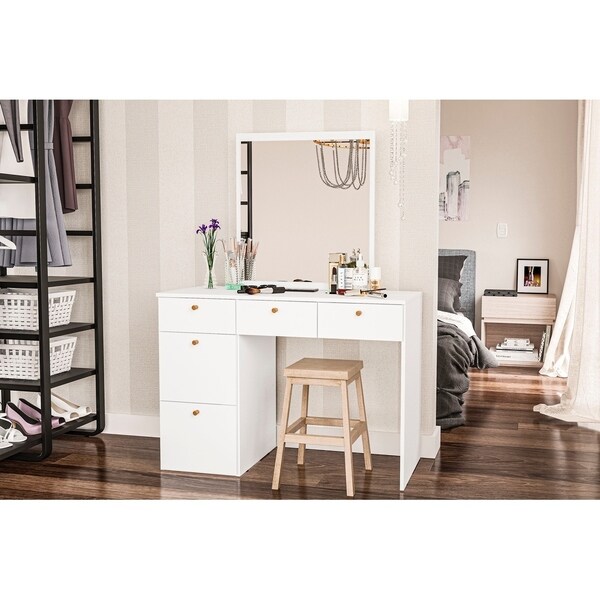 white wooden dressing table