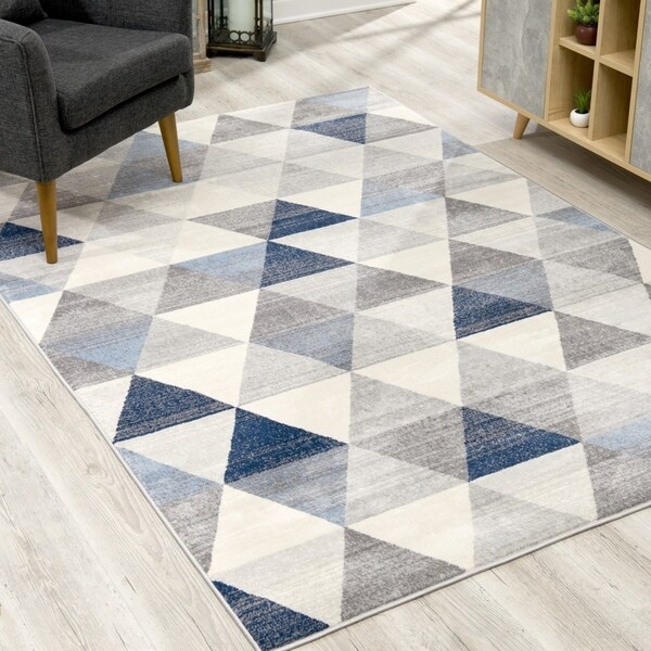 Rug Branch Havana Modern Abstract Area Rug and Runner, Navy Blue