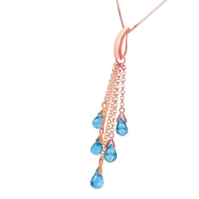 14K Rose Gold Briolette Blue Topaz Necklace Class