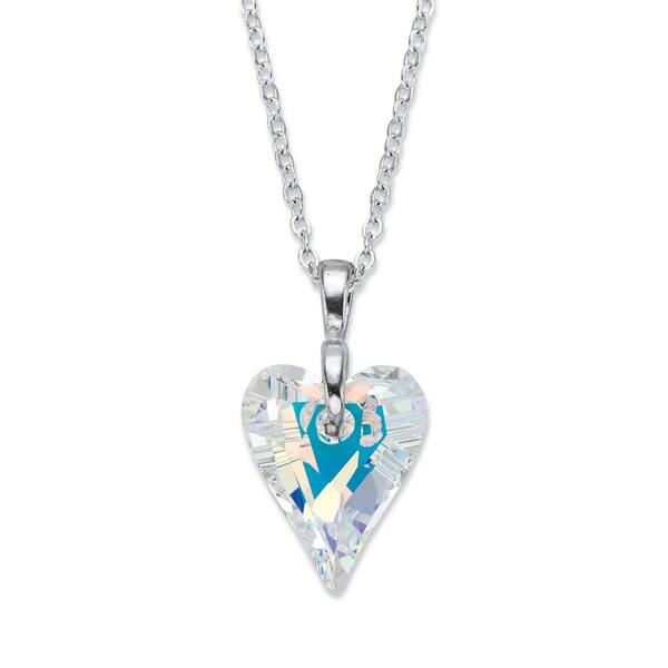 Details about / Crystals Blue Aurora Borealis Sterling Silver Heart Pendant Necklace 18 inches