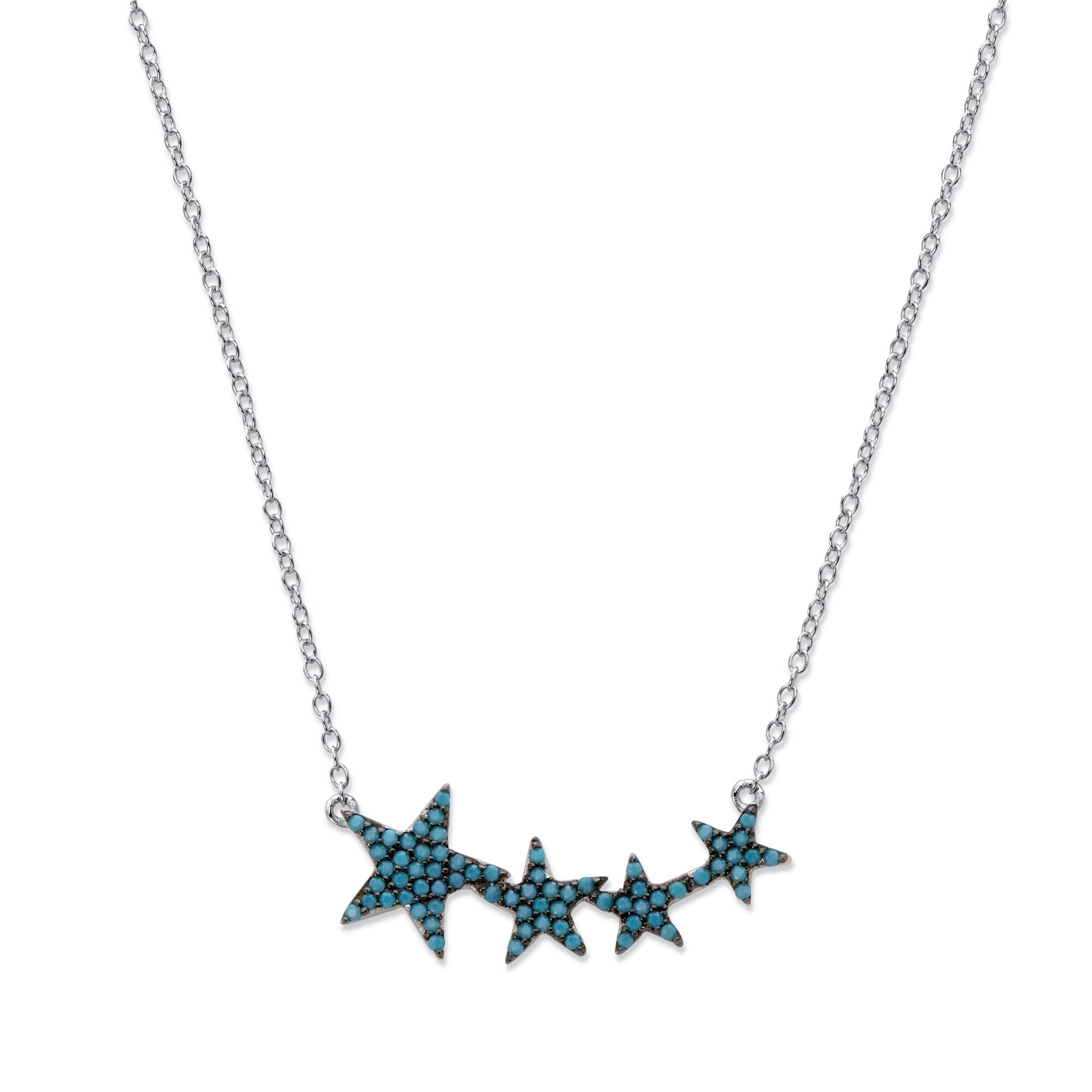 Sterling Silver Star Drop Necklace Blue Glass 18 Inches Plus 2 Inch On Sale Overstock