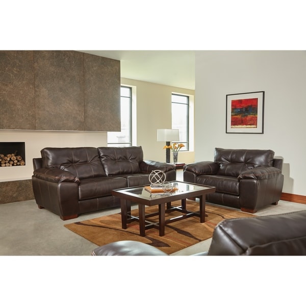 Faux leather discount sofa and chair