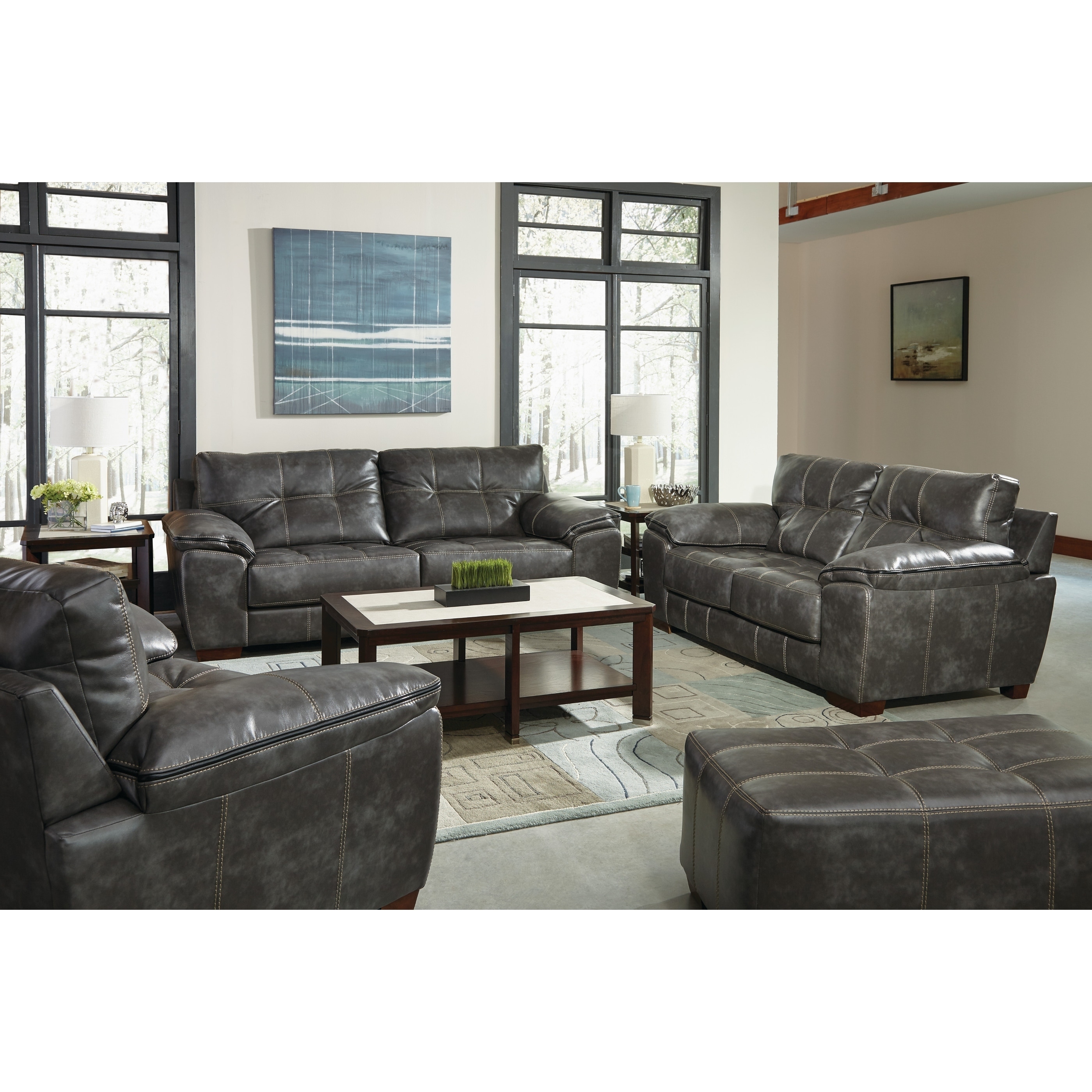 Elmer Faux Leather Sofa And Loveseat Living Room Set On Sale Overstock 29587354