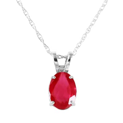1 Carat 14K White Gold Necklace Natural Ruby