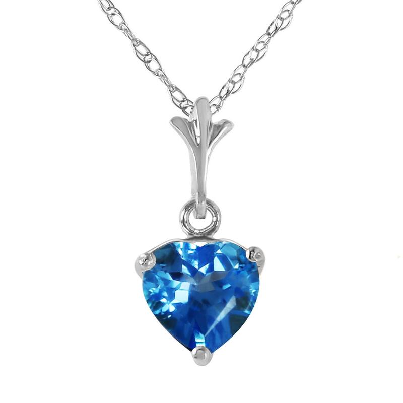 1.15 Carat 14K White Gold Lafayette Blue Topaz Necklace