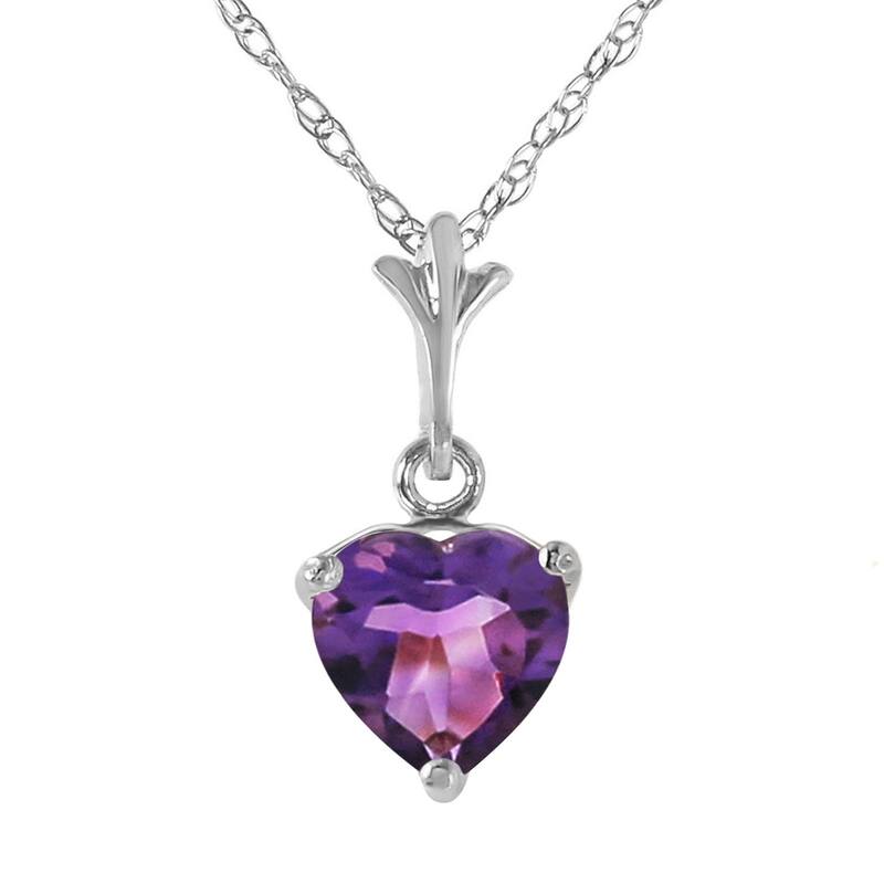 1.15 Carat 14K White Gold Necklace Natural Purple Amethyst