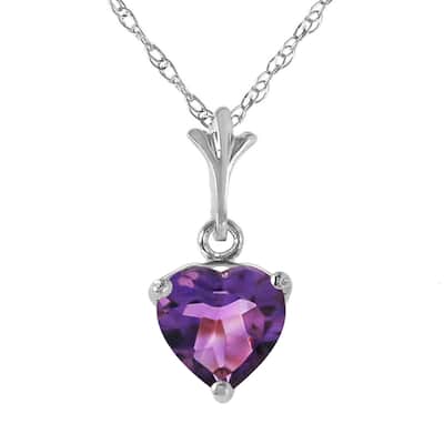 1.15 Carat 14K White Gold Necklace Natural Purple Amethyst