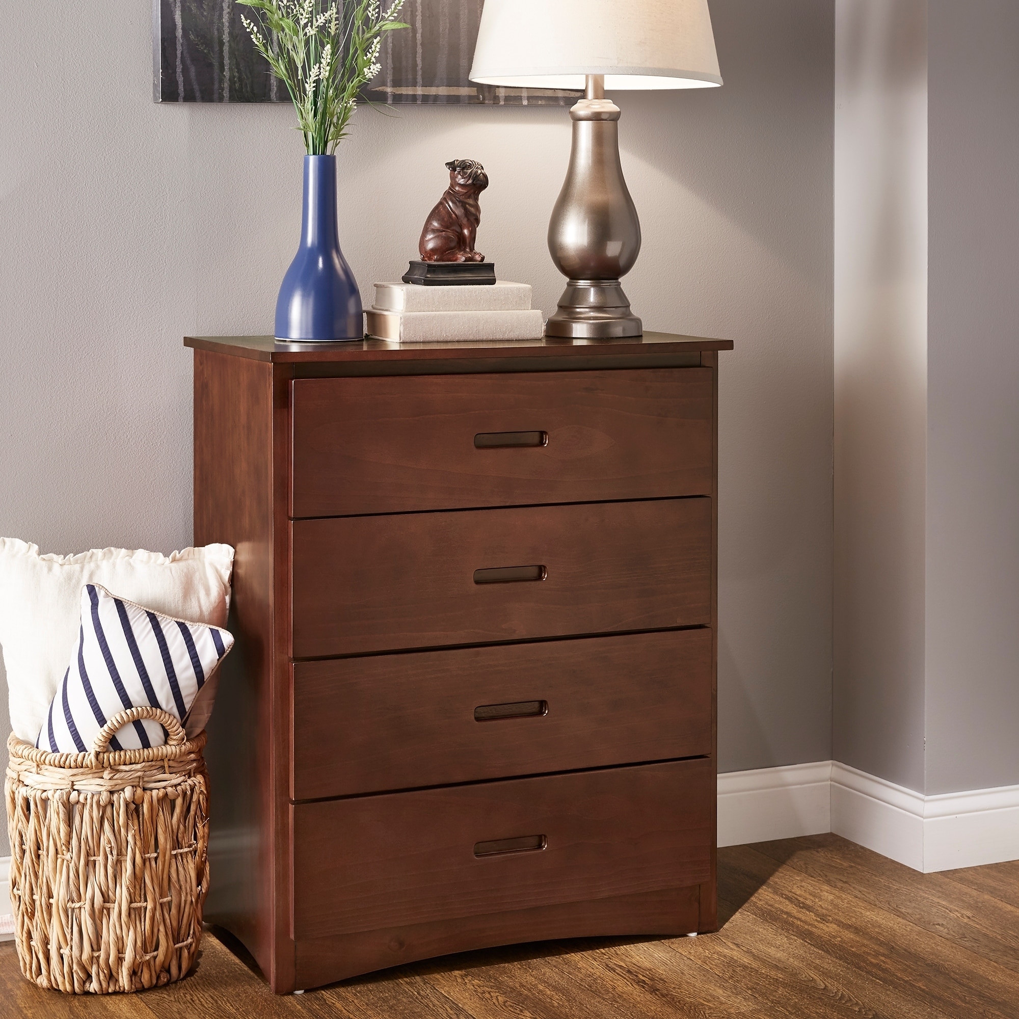 Shop Hunter Traditional Dark Cherry Wood 4 Drawer Chest By Inspire