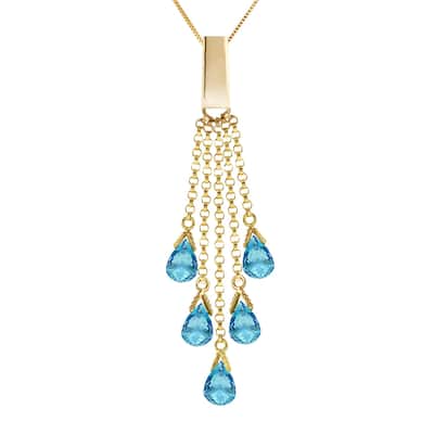 5.8 Carat 14K Gold Blue Topaz Necklace