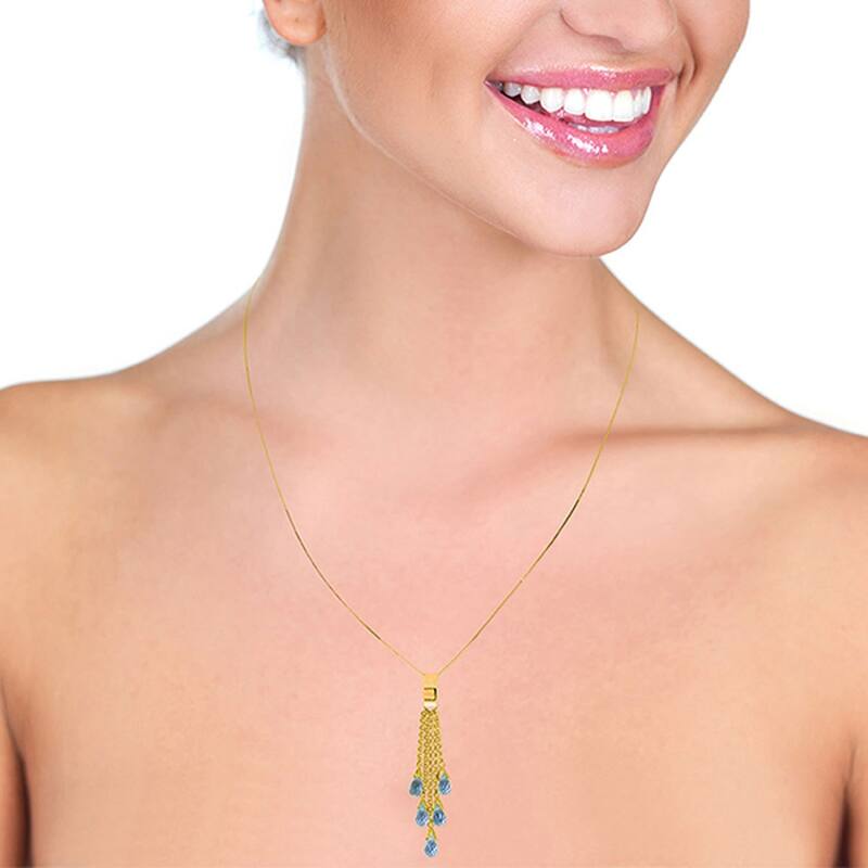 5.8 Carat 14K Gold Blue Topaz Necklace