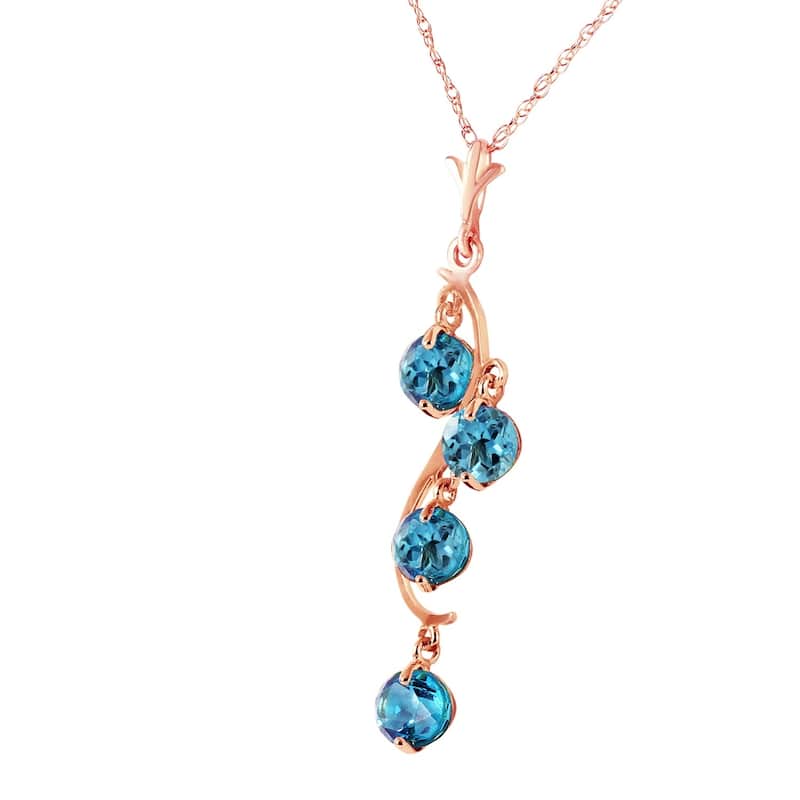 14K Rose Gold Blue Topaz Gemstone New Necklace