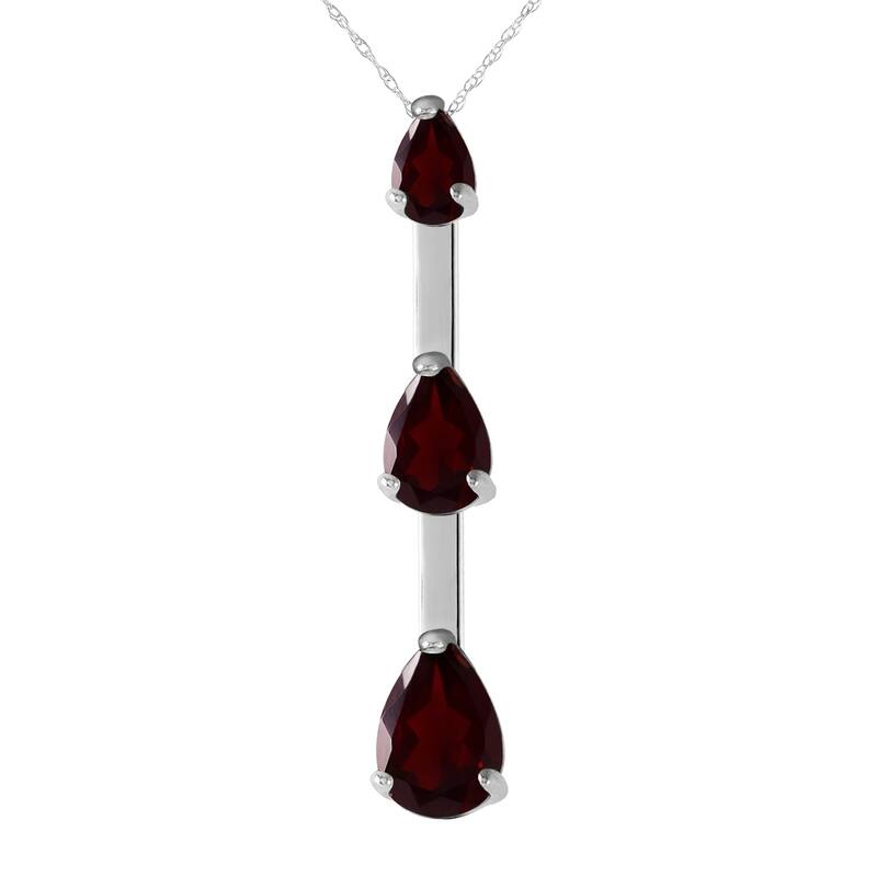 1.71 Carat 14K White Gold Necklace Natural Garnet