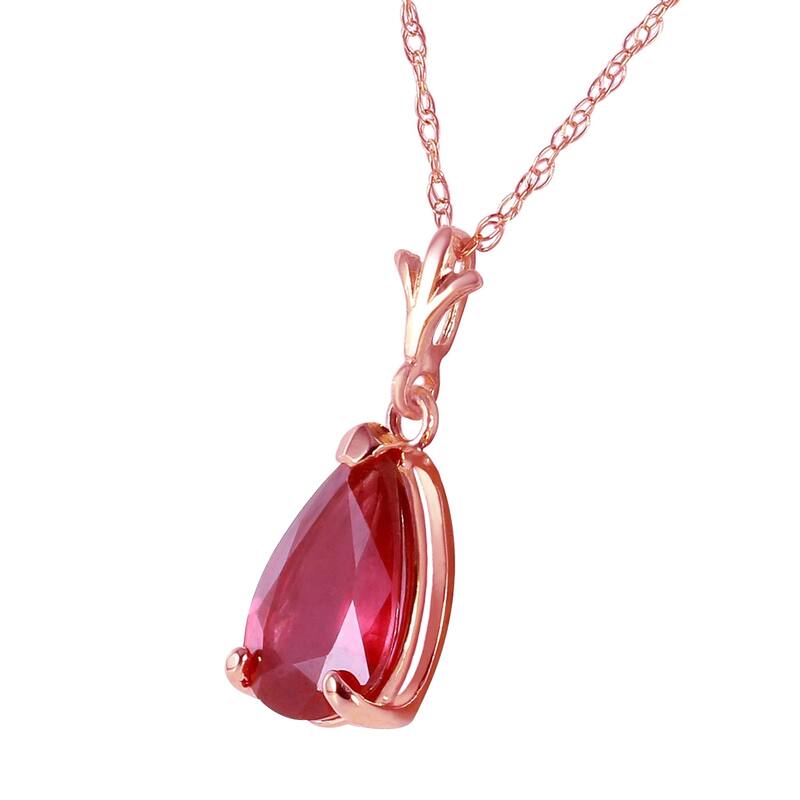 1.75 Carat 14K Rose Gold Pear Ruby Necklace