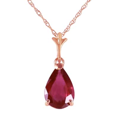 1.75 Carat 14K Rose Gold Pear Ruby Necklace