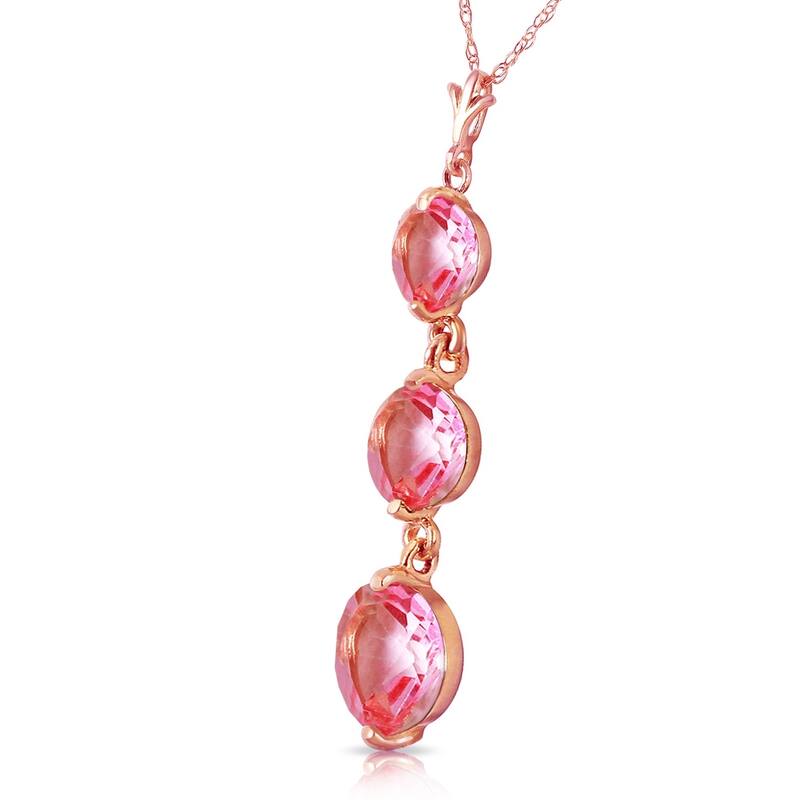 3.6 Carat 14K Rose Gold Necklace Natural Pink Topaz