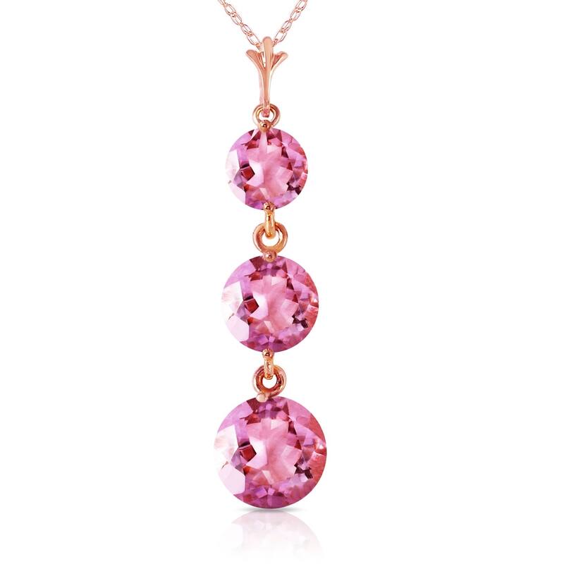 3.6 Carat 14K Rose Gold Necklace Natural Pink Topaz