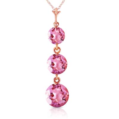 3.6 Carat 14K Rose Gold Necklace Natural Pink Topaz