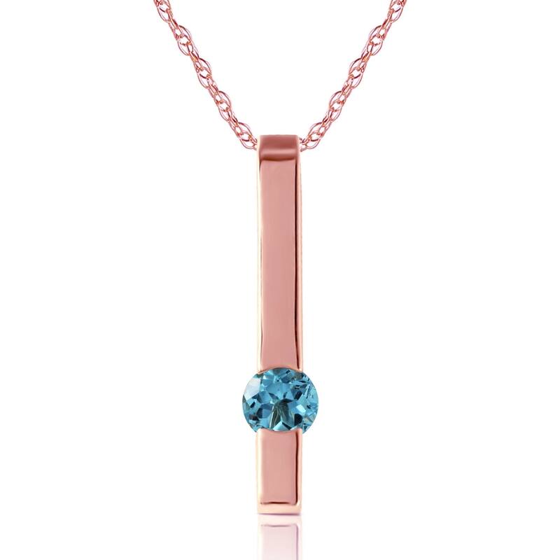 0.25 Carat 14K Rose Gold Blue Topaz Necklace