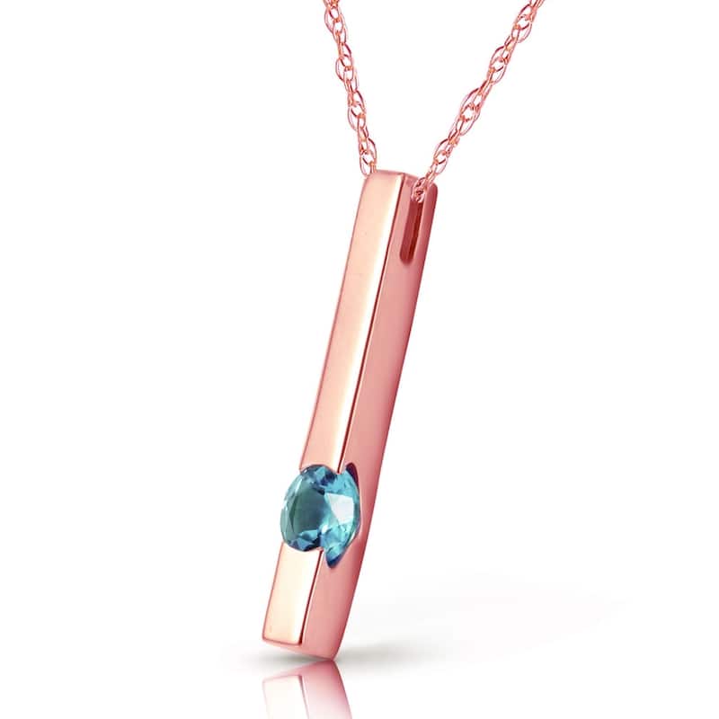 0.25 Carat 14K Rose Gold Blue Topaz Necklace