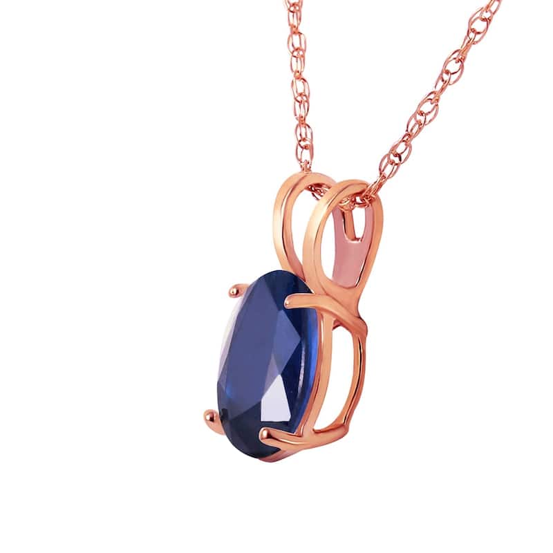 1 Carat 14K Rose Gold Solitaire Sapphire Necklace