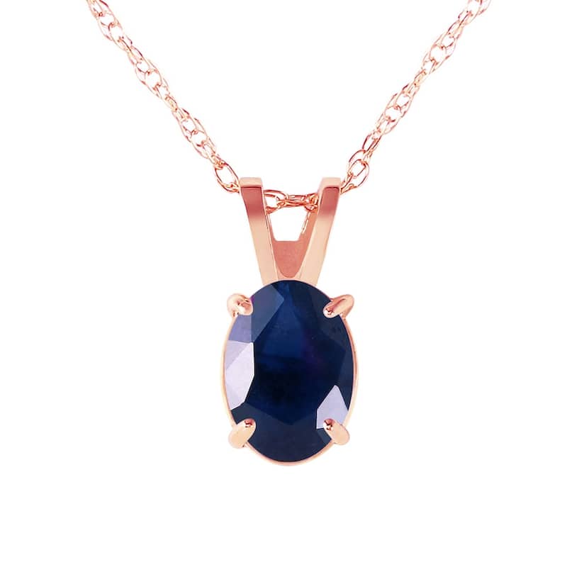 1 Carat 14K Rose Gold Solitaire Sapphire Necklace