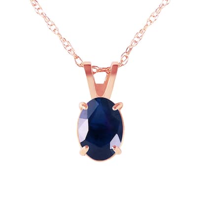 1 Carat 14K Rose Gold Solitaire Sapphire Necklace