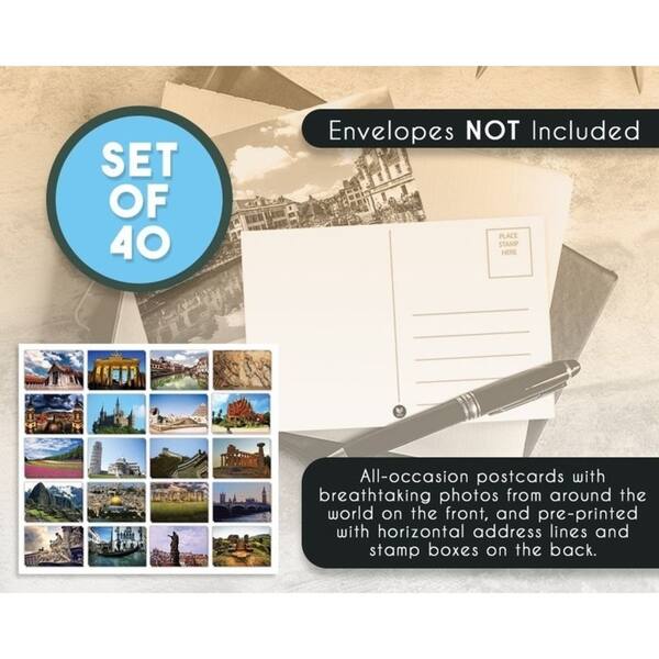 Shop 40 Pack Around The World Travel Postcards 20 Assorted Designs 4 X 6 Inches Overstock 29588369