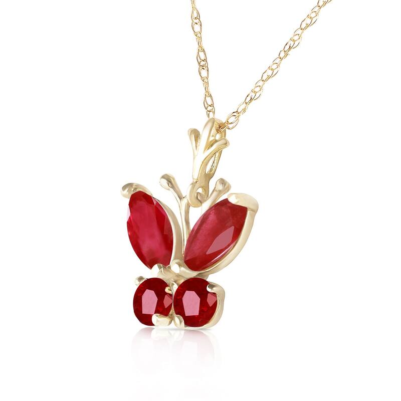 0.6 Carat 14K Gold Butterfly Necklace Natural Ruby