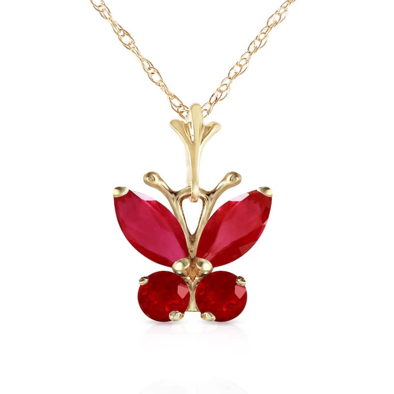 0.6 Carat 14K Gold Butterfly Necklace Natural Ruby