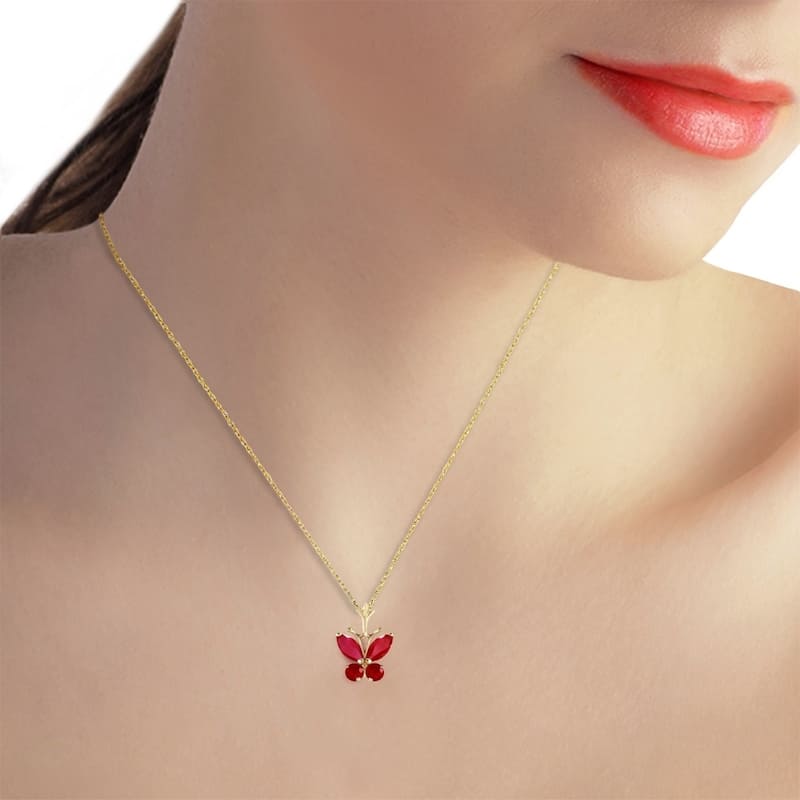 0.6 Carat 14K Gold Butterfly Necklace Natural Ruby