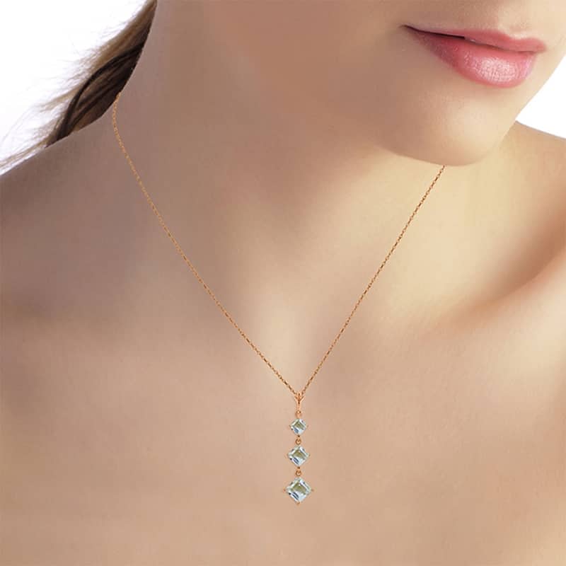2.4 Carat 14K Rose Gold Waterdrops Aquamarine Necklace