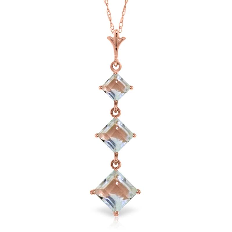 2.4 Carat 14K Rose Gold Waterdrops Aquamarine Necklace