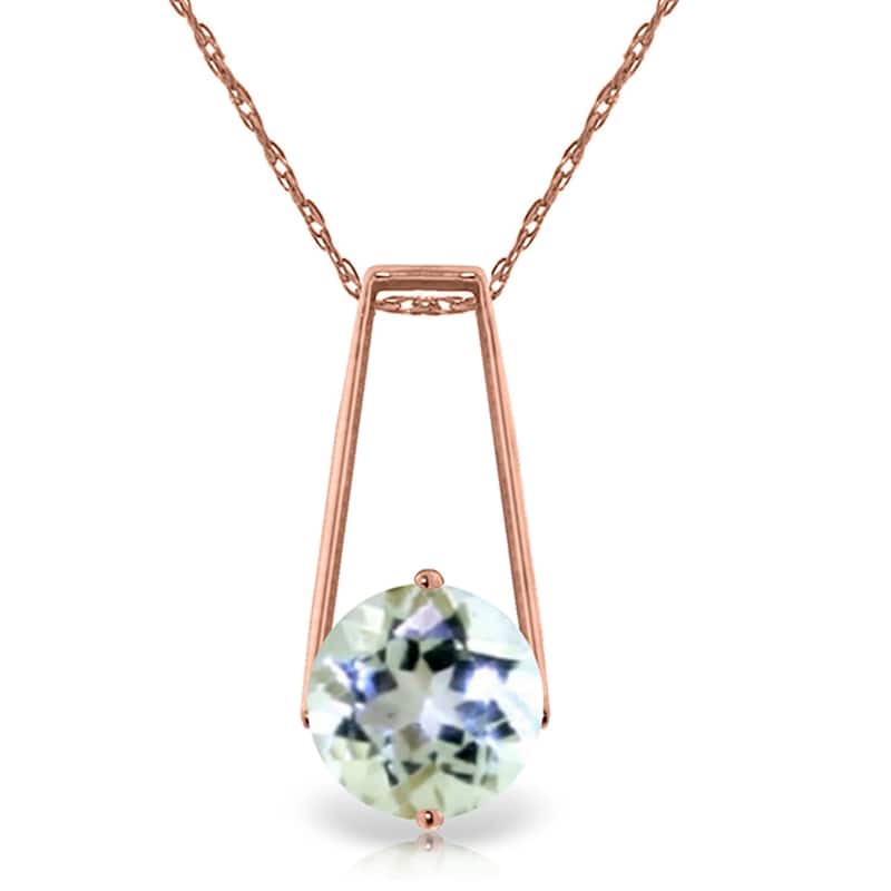 1.45 Carat 14K Rose Gold Gold Necklace Aquamarine