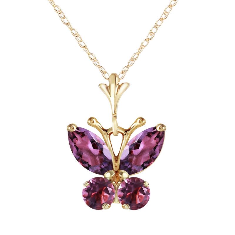 0.6 Carat 14K Gold Butterfly Necklace Purple Amethyst