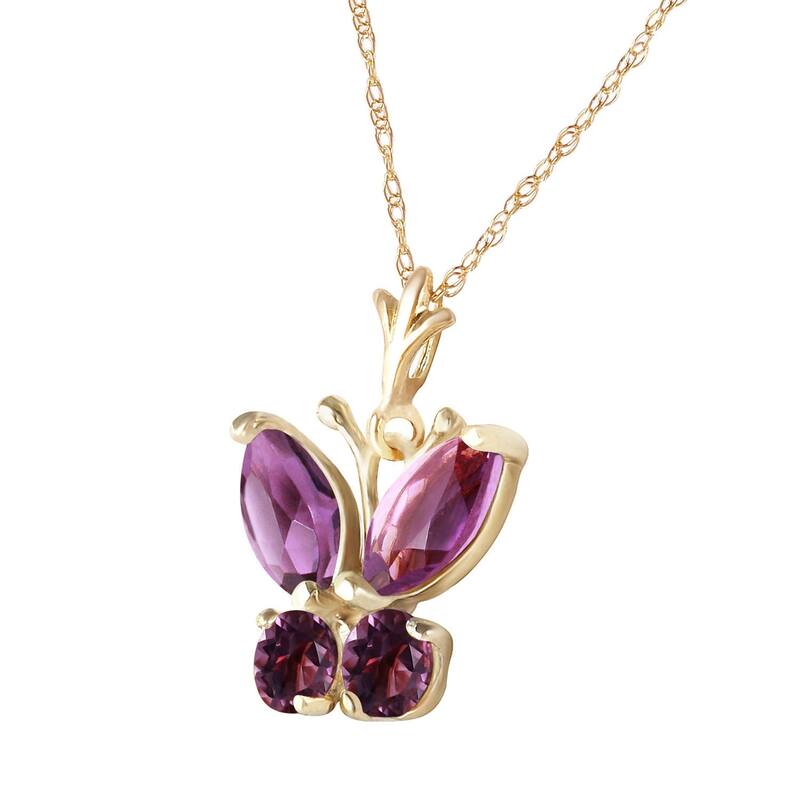 0.6 Carat 14K Gold Butterfly Necklace Purple Amethyst