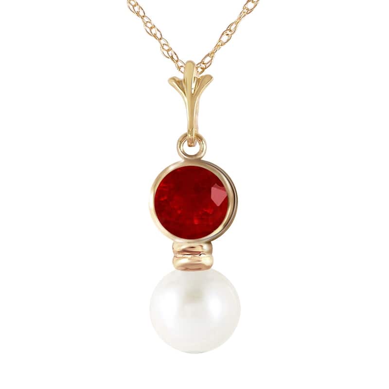 1.23 Carat 14K Gold Daphne Ruby Pearl Necklace