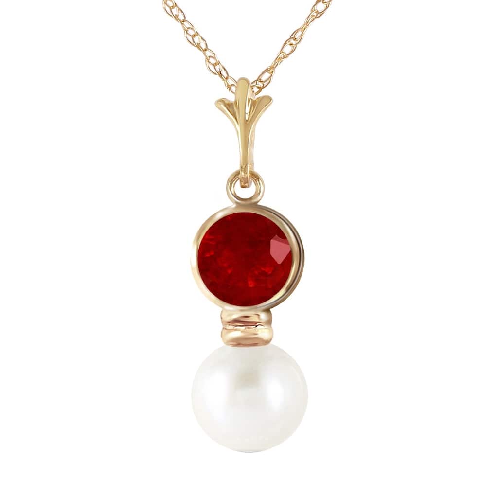 1.23 Carat 14K Gold Daphne Ruby Pearl Necklace
