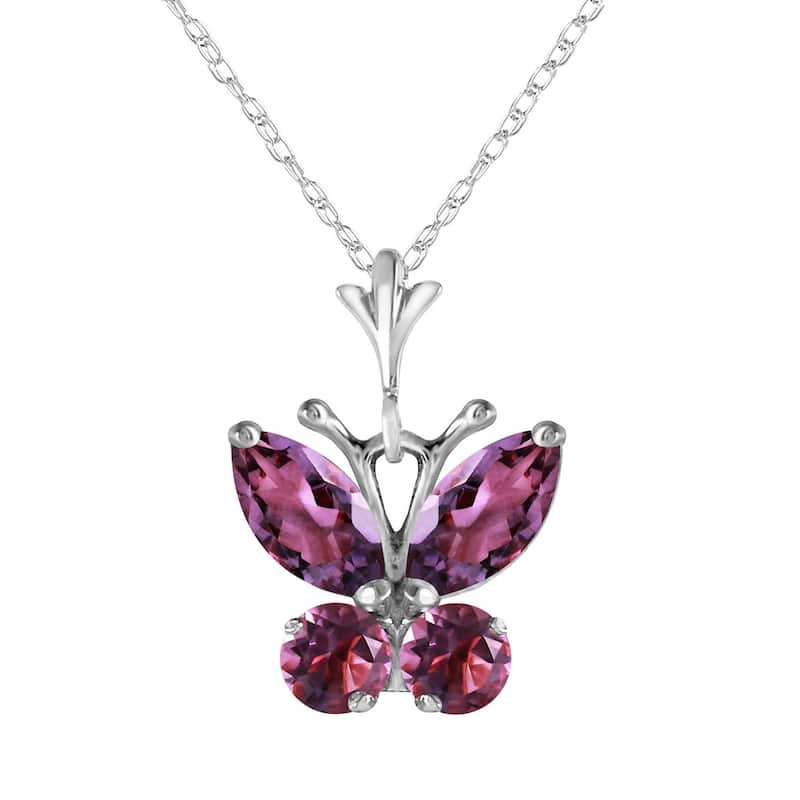 0.6 Carat 14K White Gold Butterfly Necklace Purple Amethyst