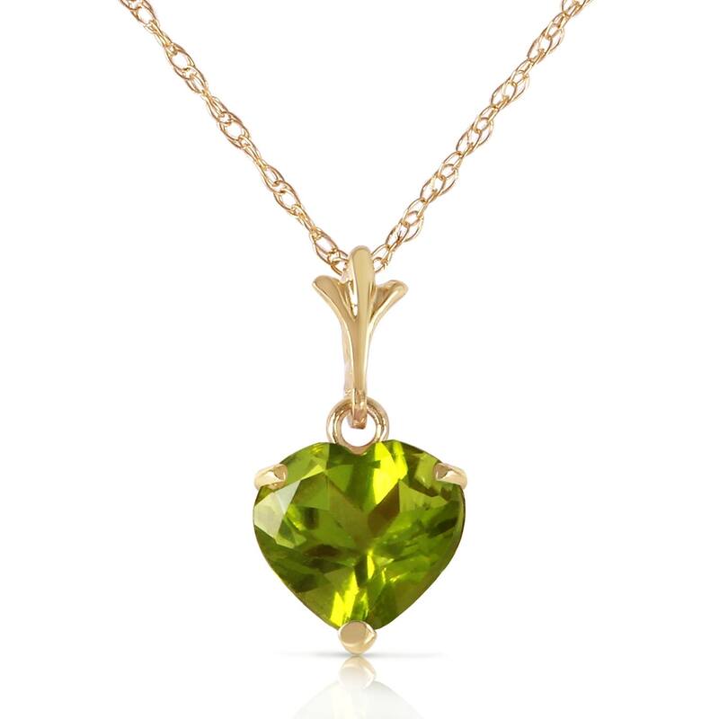 1.15 Carat 14K Gold Leap of Heart Peridot Necklace