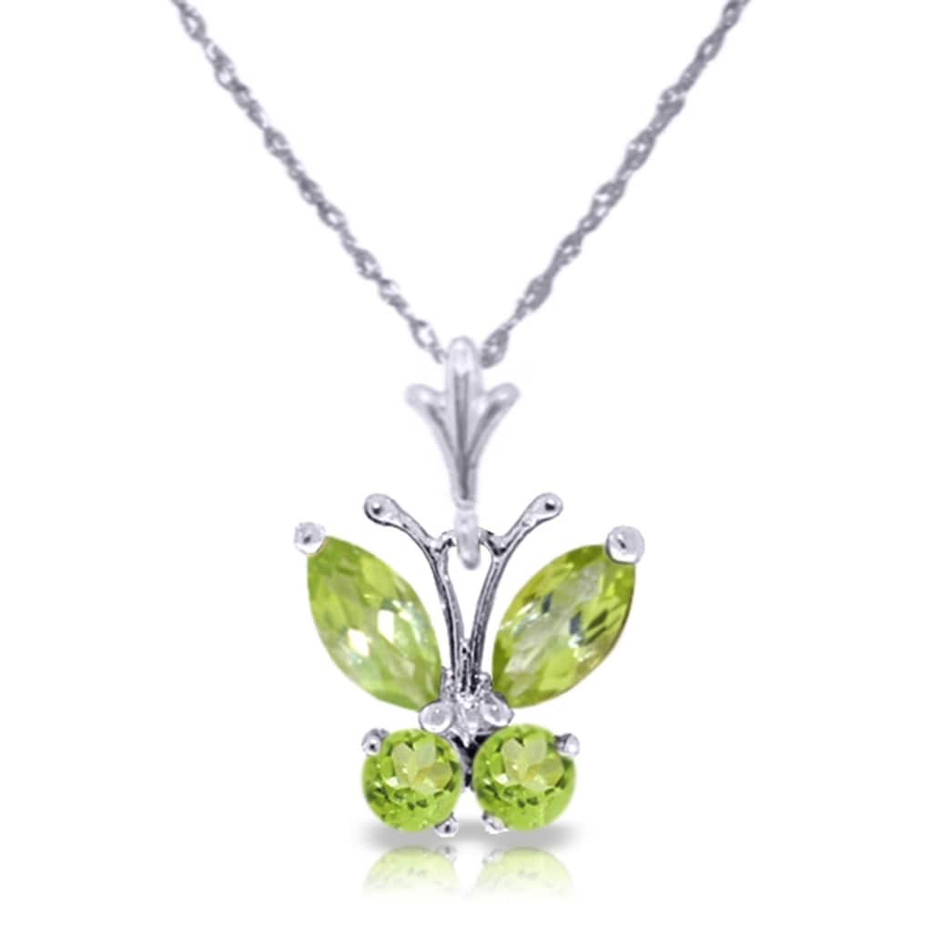 0.6 Carat 14K White Gold Butterfly Necklace Peridot