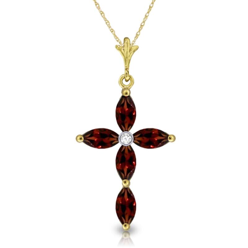 1.23 Carat 14K Gold Necklace Natural Diamond Garnet
