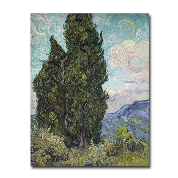Cypresses, 1889 by Vincent Van Gogh Gallery Wrapped Canvas Giclee Art (18 in x 14 in)