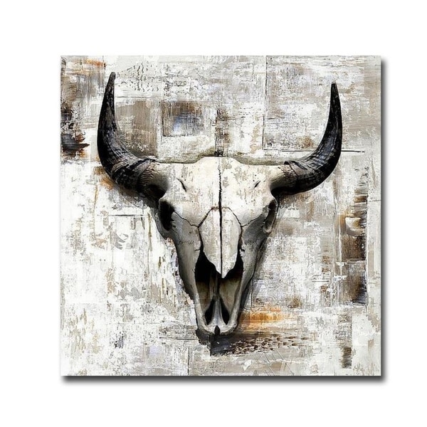 White Cowskull by GraphINC Gallery Wrapped Canvas Giclee Art (30 in x 30 in)