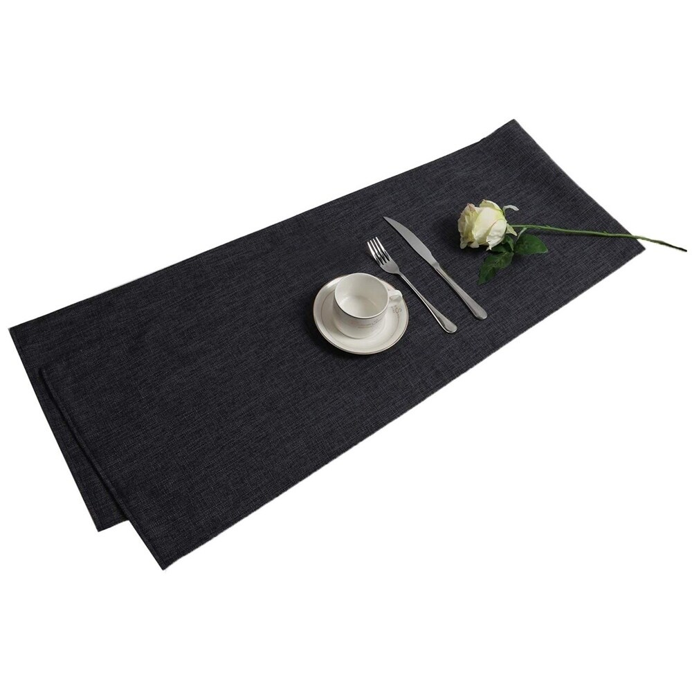 Shop Slubbed Linen Table Runner Dark Grey 13 X 70 Overstock