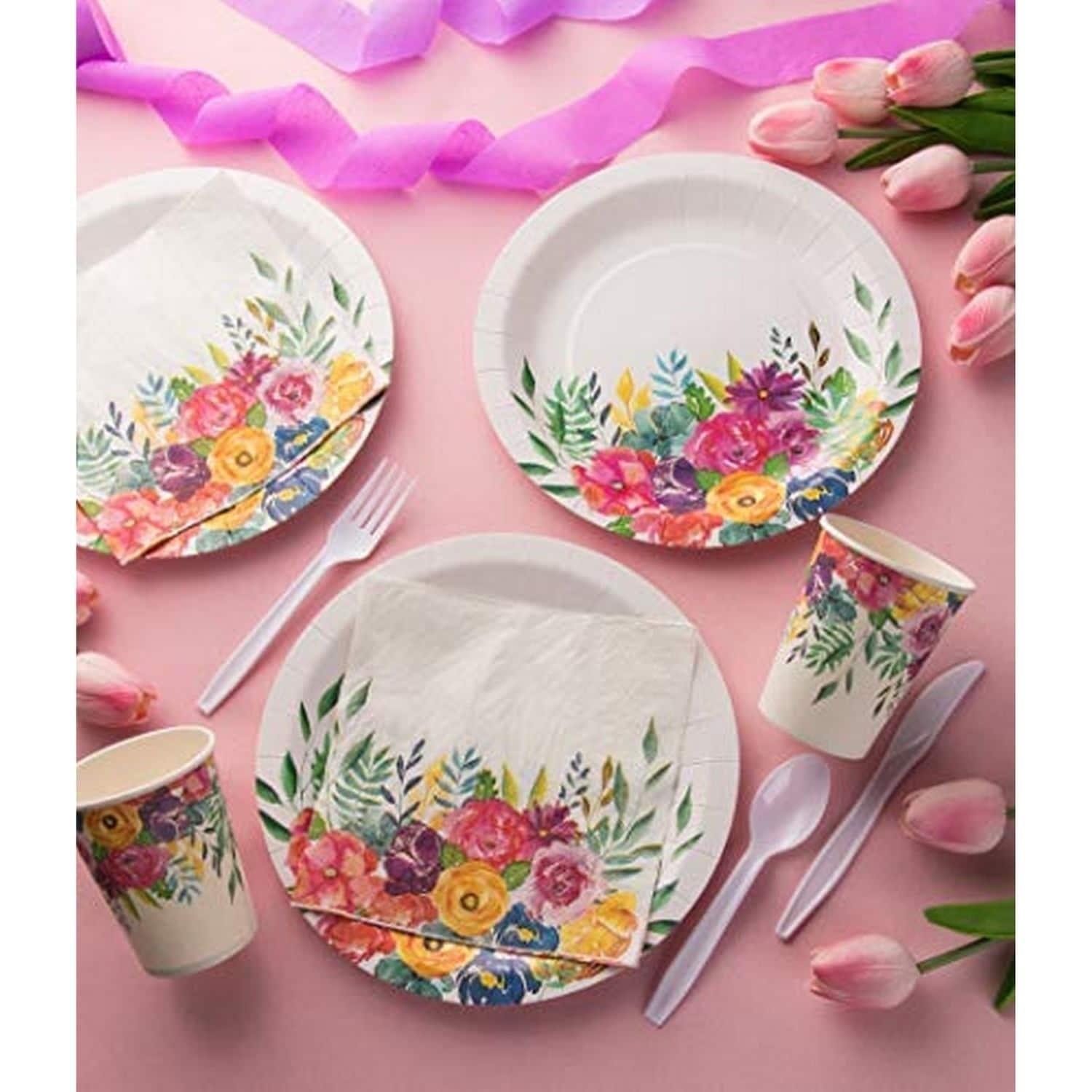 80-Pack Vintage-Style Floral Paper Plates, 9 Inch for Tea Party, Wedding,  Bridal, Baby Shower