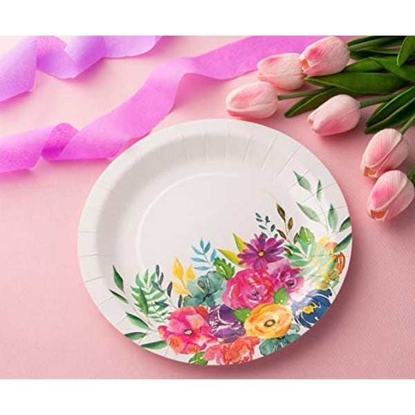 floral disposable plates