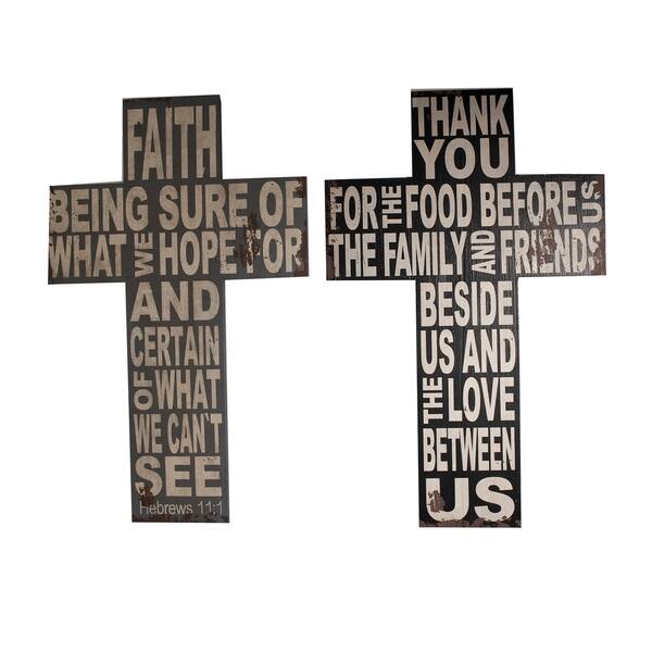 Shop Wood Faith Cross Wall Decor With Typography Black And White