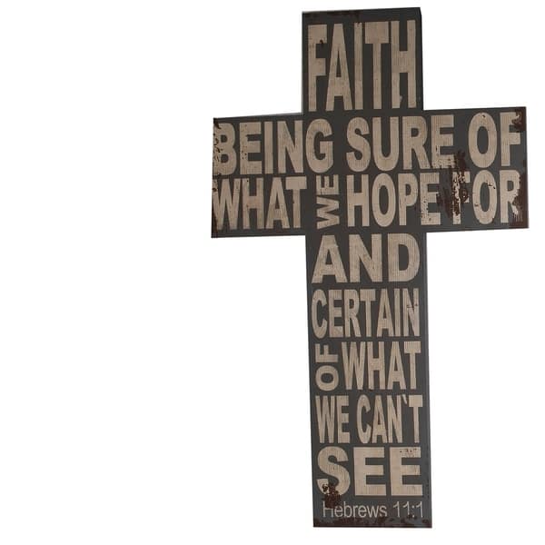 Shop Wood Faith Cross Wall Decor With Typography Black And White