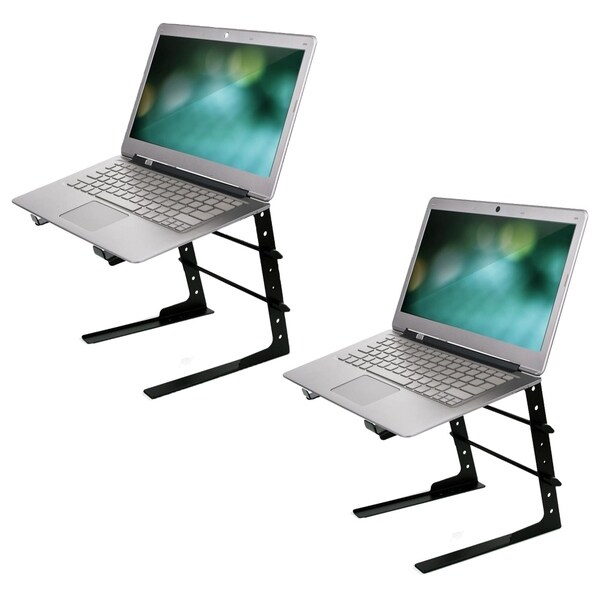 Set of (2) Pyle Portable Adjustable Laptop Stand 6.3 to 10.9 Inch Anti-Slip Standing Table Monitor or Computer Desk Workstation